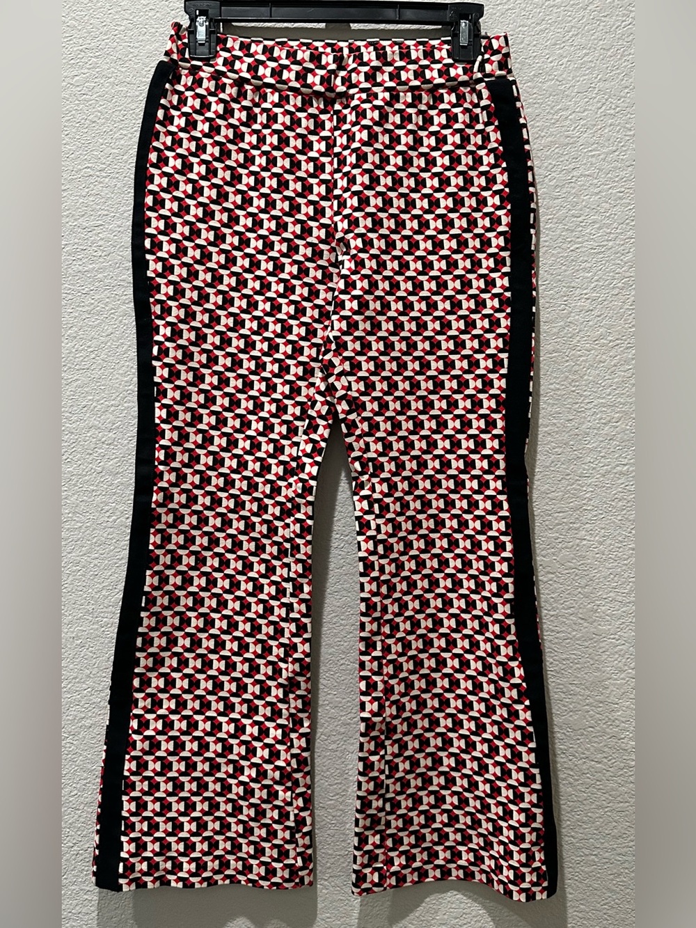 Maeve Geometric Red, Black & White Pants (XS)